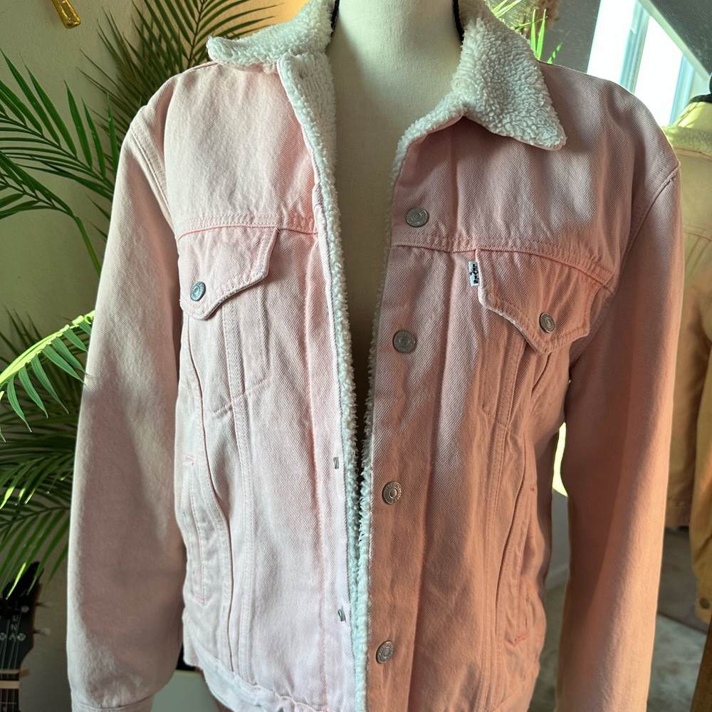 Levi’s Pink Denim Faux Shearling Jacket Gem